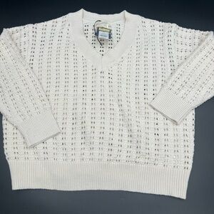 Universal Threads Openwork V-Neck Pullover‎ Sweater XXL cream.  Pit to pit 24